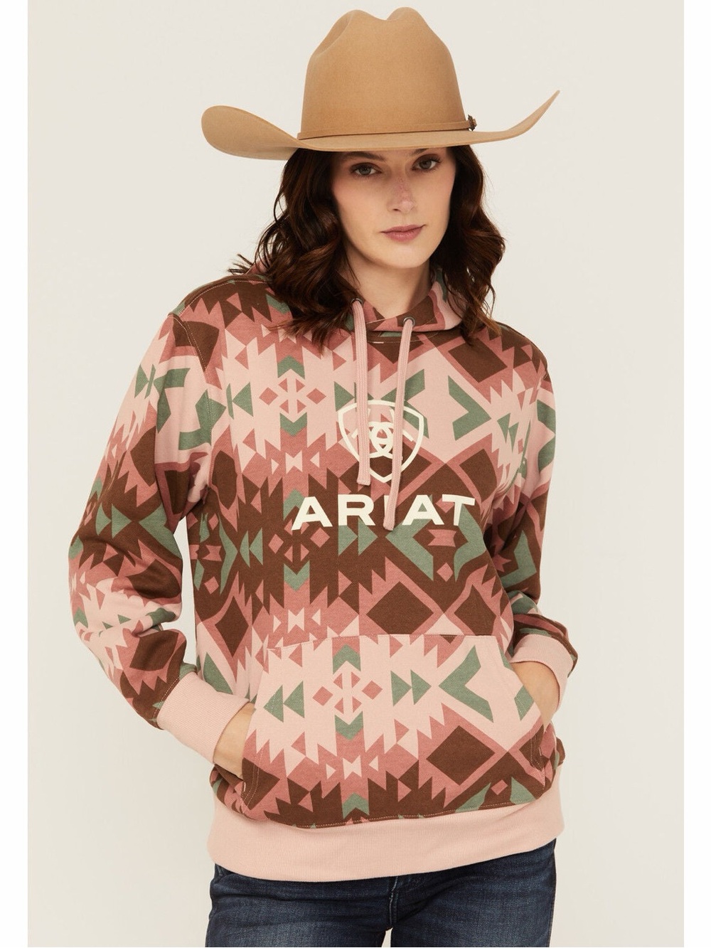 ARIAT WOMEN'S BOOT BARN EXCLUSIVE SOUTHWESTERN PRINT LOGO HOODIE